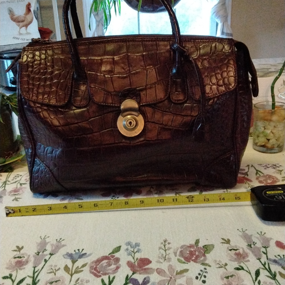 MICHAEL ROME genuine leather reptile print crossbody